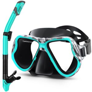 Greatever Dry Snorkel Set,Panoramic Wide View,Anti-Fog Scuba Diving Mask,Professional Snorkeling Gear for Kids