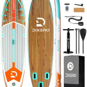 Dixero Inflatable Stand Up Paddle Board 11'*33", Extra Wide Paddle Boards for Adults, SUP with Premium Accessories, Adjustable Paddle, Hand Pump, Bottom Fin, Leash Waterproof Phone Bag