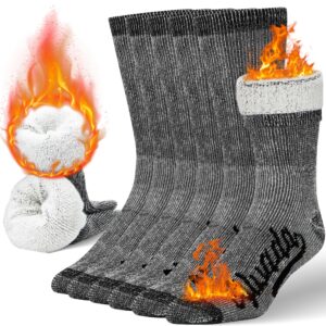 Alvada Merino Wool Hiking Socks Thermal Warm Crew Winter Boot Sock For Men Women 3 Pairs ML